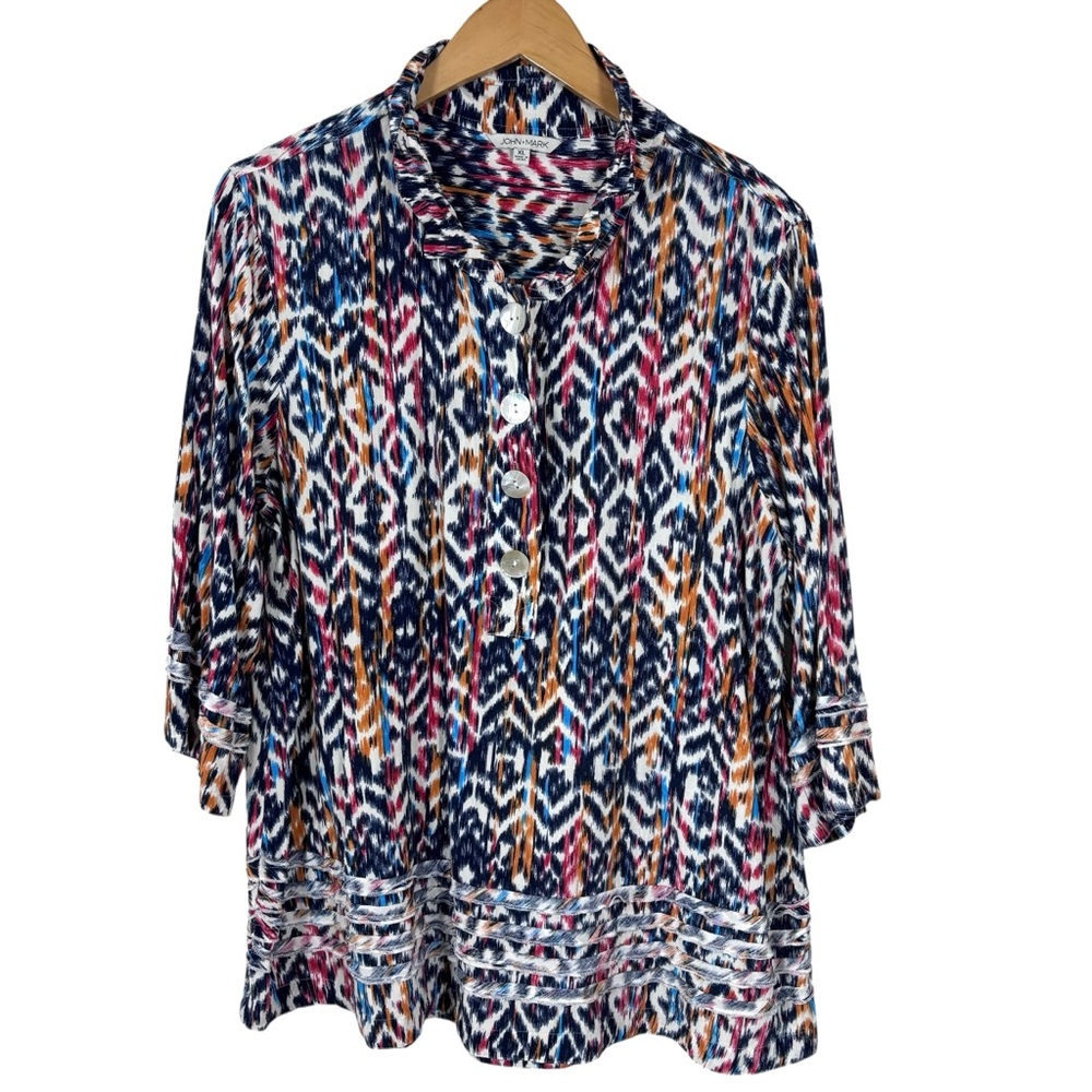 John Mark Ikat Wire Collar Tunic XL Artsy